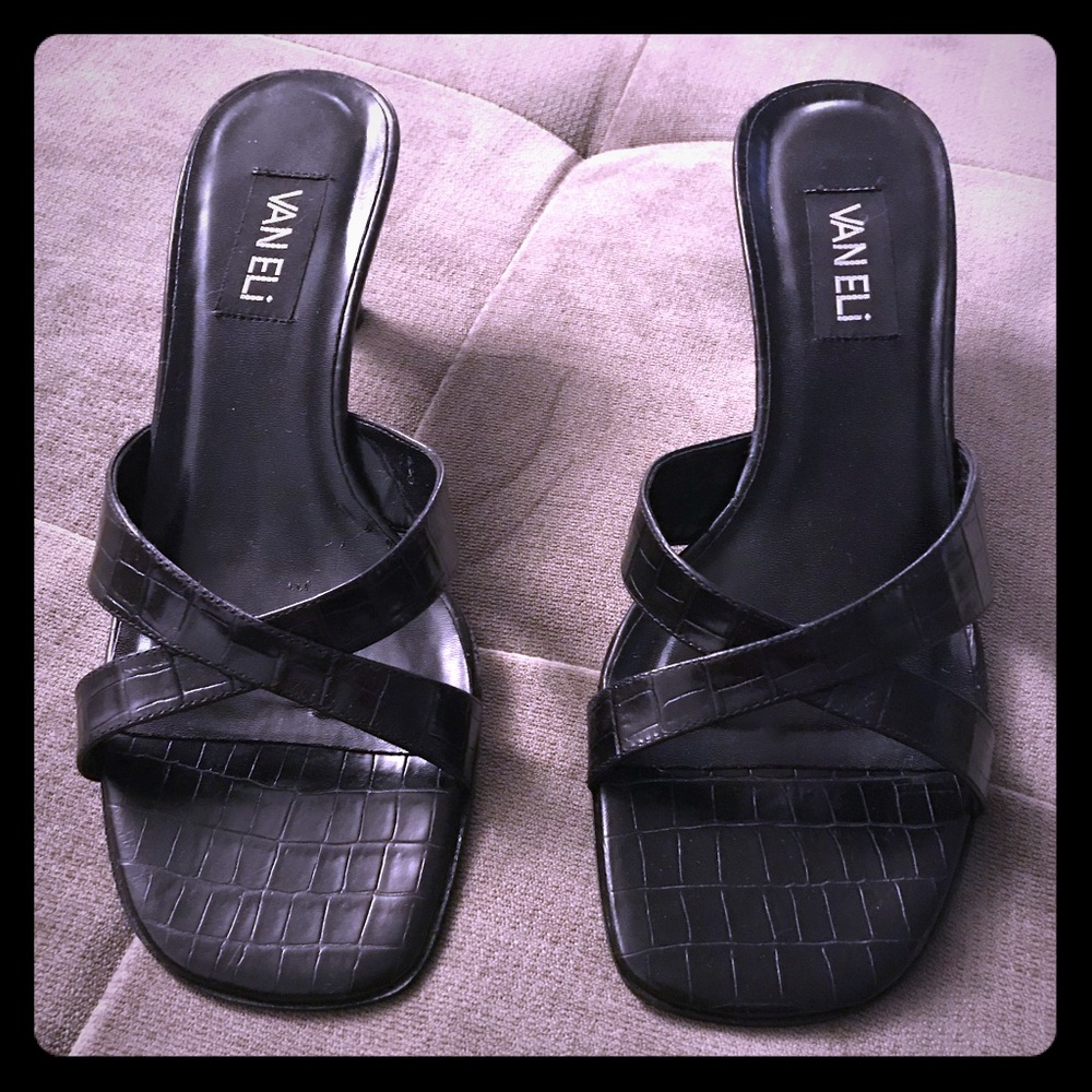 Black Italian leather sandals